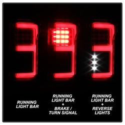Spyder Auto 5085320 LED Tail Lights; Light Bar; Compatible w/Rear Blind Spot Sensor Only; Red Clear; - Truck Part Superstore
