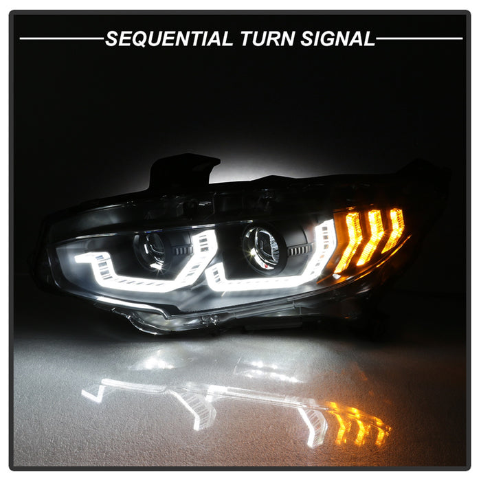 Spyder Auto 5086099 Projector Headlights; w/LED Sequential Turn Signal Lights; H1; Black; - Truck Part Superstore