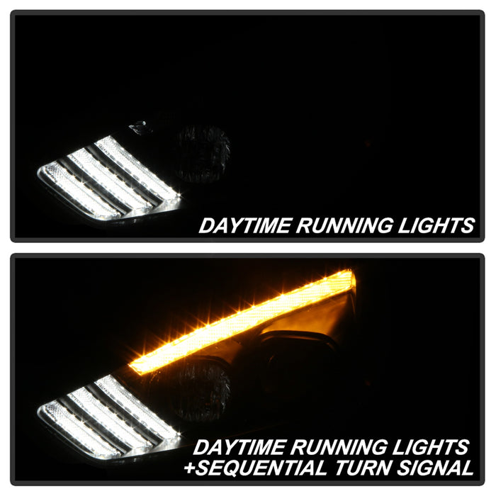 Spyder Auto 5086105 Projector Headlights; w/Sequential Turn Signal Light Bar; H1/H7; Black; - Truck Part Superstore