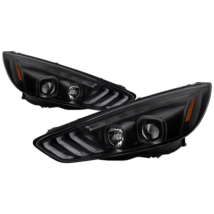 Spyder Auto 5086105 Projector Headlights; w/Sequential Turn Signal Light Bar; H1/H7; Black; - Truck Part Superstore