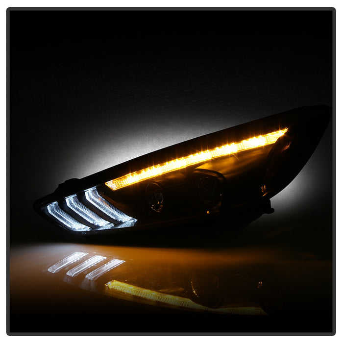 Spyder Auto 5086105 Projector Headlights; w/Sequential Turn Signal Light Bar; H1/H7; Black; - Truck Part Superstore