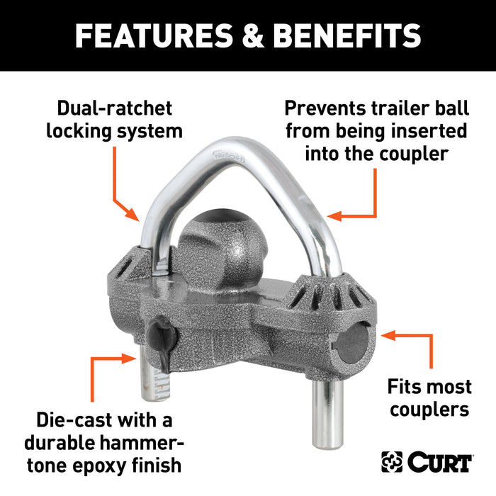 CURT 23659 CURT 23659 Hammer-Tone Epoxy Steel Universal Trailer Tongue Lock - Truck Part Superstore