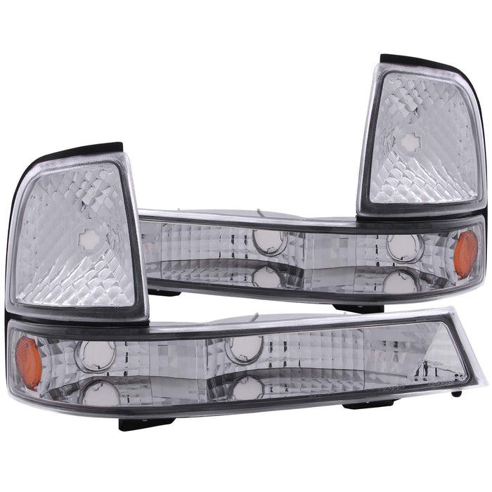 Anzo USA 511003 Euro Parking Lights; Clear Lens; Chrome Housing; Amber Reflector; Pair; - Truck Part Superstore