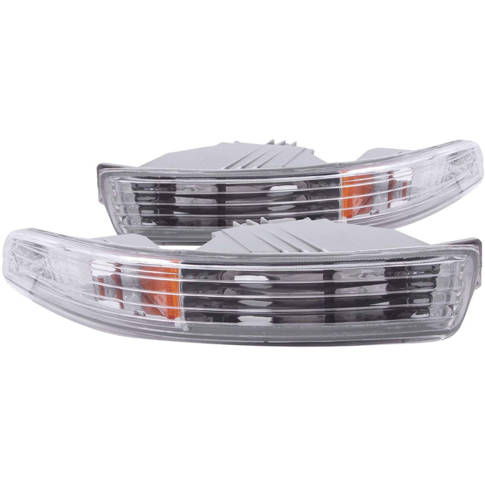 Anzo USA 511020 Euro Parking Lights; Clear Lens; Chrome Housing; Amber Reflector; Pair; - Truck Part Superstore