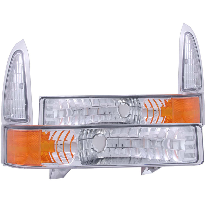 Anzo USA 511039 Parking Light Assembly; Euro; Clear Lens; Chrome Housing; Amber Reflector; Pair; - Truck Part Superstore