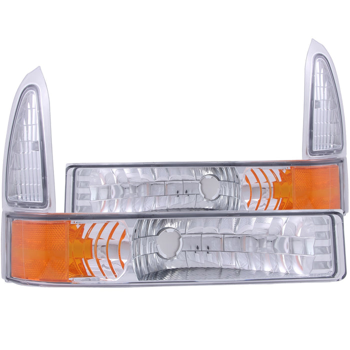 Anzo USA 511039 Parking Light Assembly; Euro; Clear Lens; Chrome Housing; Amber Reflector; Pair; - Truck Part Superstore