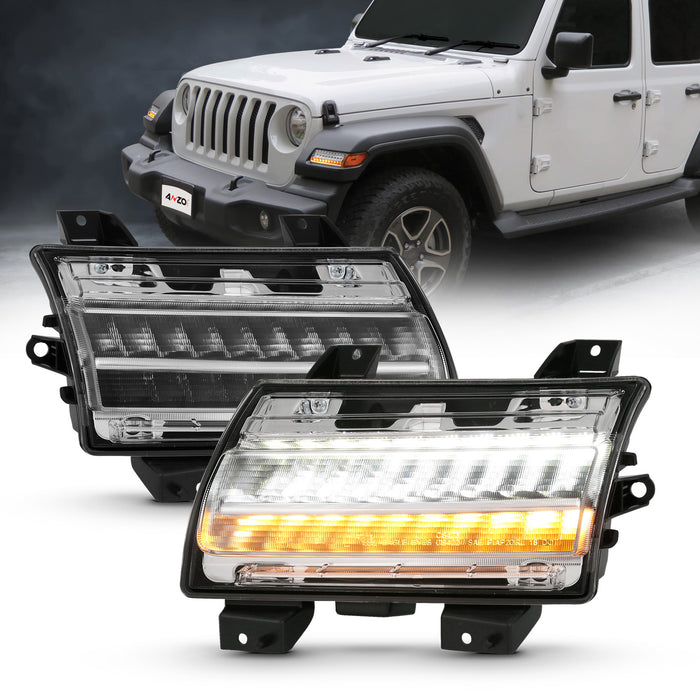 Anzo USA 511083 Side Marker Light Assembly; LED; Chrome Clear; w/Sequential Signal; Pair; - Truck Part Superstore