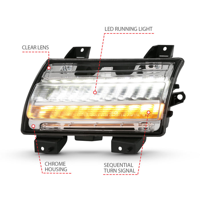 Anzo USA 511083 Side Marker Light Assembly; LED; Chrome Clear; w/Sequential Signal; Pair; - Truck Part Superstore
