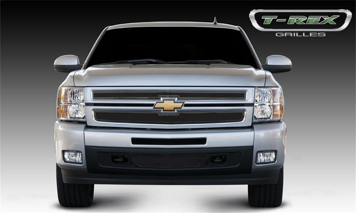 T-Rex Grilles 51110 Upper Class Series Mesh Grille; Small Mesh; Mild Steel; Black; 2 Pc; Overlay; - Truck Part Superstore