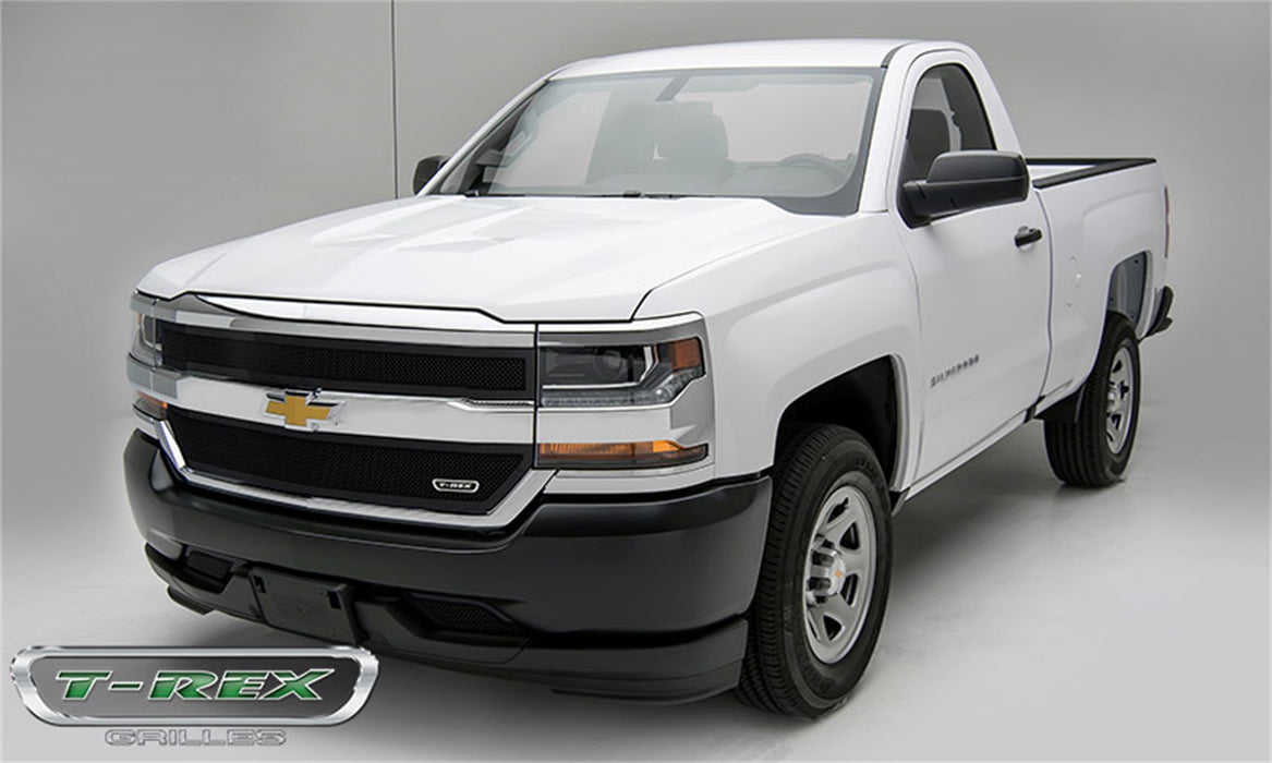 T-Rex Grilles 51128 Upper Class Series Mesh Grille; Small Mesh; Mild Steel; Black; 2 Pc; Overlay; - Truck Part Superstore