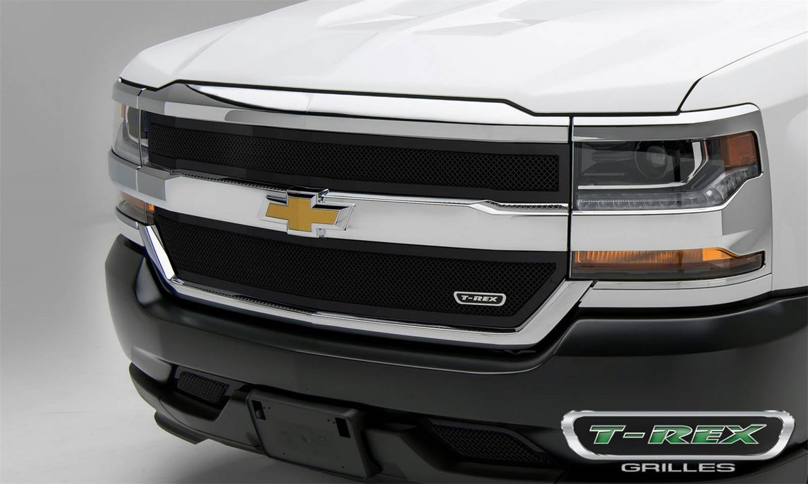 T-Rex Grilles 51128 Upper Class Series Mesh Grille; Small Mesh; Mild Steel; Black; 2 Pc; Overlay; - Truck Part Superstore