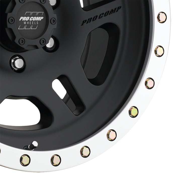 Pro Comp Alloy Wheels 5129-6883 Series 29 La Paz 16x8 with 6 on 5.5 Bolt Pattern 4.5 Backspace Satin Black With Machine Lip Finish Pro Comp Alloy Wheels - Truck Part Superstore