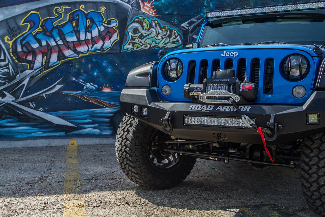 Road Armor 512R0B Stealth Winch Front Bumper; Steel; Satin Black; Square Fog Light Holes; - Truck Part Superstore