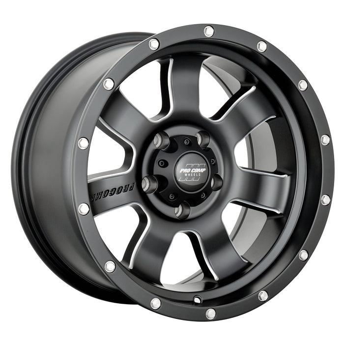 Pro Comp Alloy Wheels 5139-7973 Series 39 Interia 17x9 with 5 on 5 Bolt Pattern 4.75 Backspace Satin Black With Stainless Steel Bolts Finish Pro Comp Alloy Wheels - Truck Part Superstore