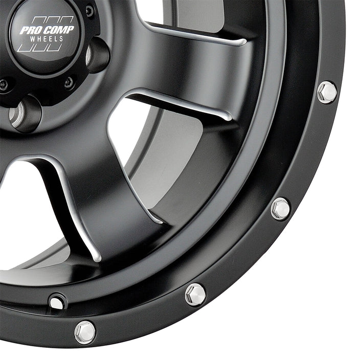Pro Comp Alloy Wheels 5139-7973 Series 39 Interia 17x9 with 5 on 5 Bolt Pattern 4.75 Backspace Satin Black With Stainless Steel Bolts Finish Pro Comp Alloy Wheels - Truck Part Superstore