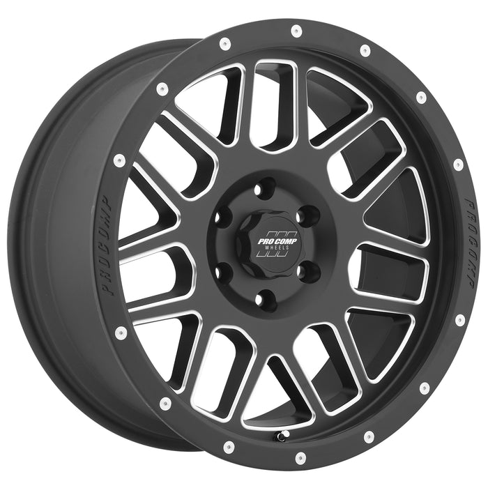 Pro Comp Alloy Wheels 5140-293645 Series 40 Vertigo 20x9 with 6 on 135 Bolt Pattern 4.5 Backspace Satin Black and Milled Finish Pro Comp Alloy Wheels - Truck Part Superstore