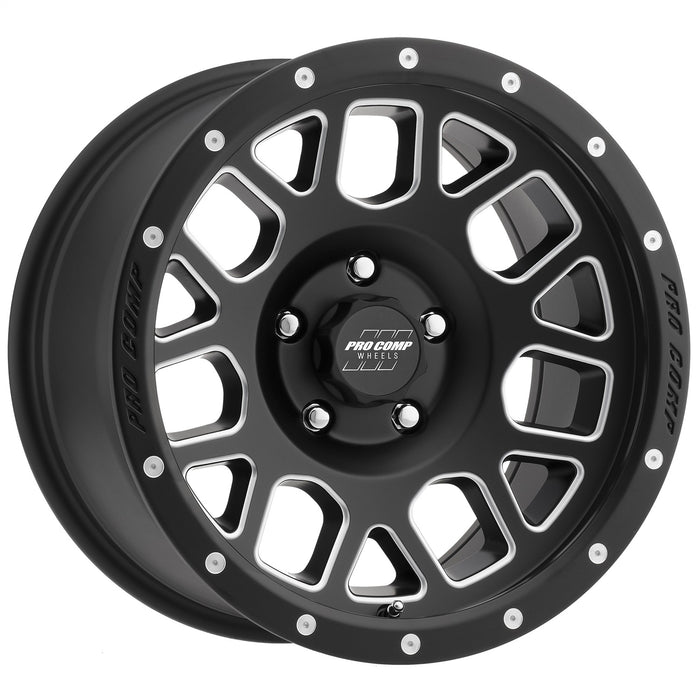 Pro Comp Alloy Wheels 5140-7973 Series 40 Vertigo 17x9 with 5 on 5 Bolt Pattern 4.75 Backspace Satin Black and Milled Finish Pro Comp Alloy Wheels - Truck Part Superstore