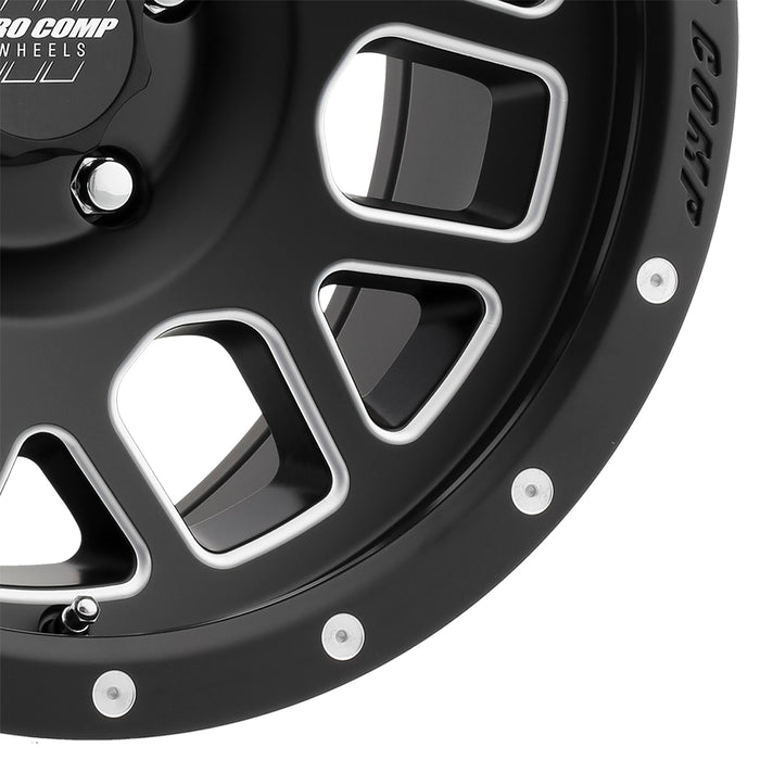Pro Comp Alloy Wheels 5140-7973 Series 40 Vertigo 17x9 with 5 on 5 Bolt Pattern 4.75 Backspace Satin Black and Milled Finish Pro Comp Alloy Wheels - Truck Part Superstore