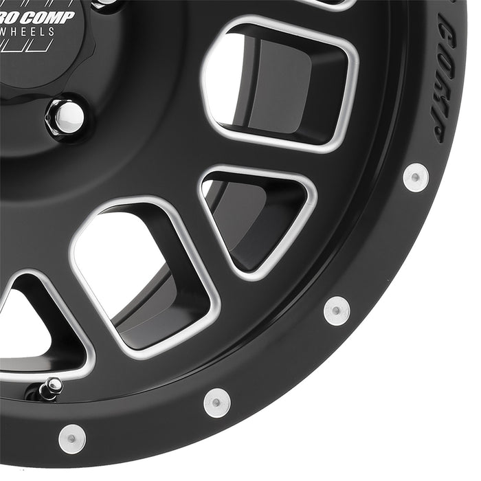 Pro Comp Alloy Wheels 5140-7973 Series 40 Vertigo 17x9 with 5 on 5 Bolt Pattern 4.75 Backspace Satin Black and Milled Finish Pro Comp Alloy Wheels - Truck Part Superstore
