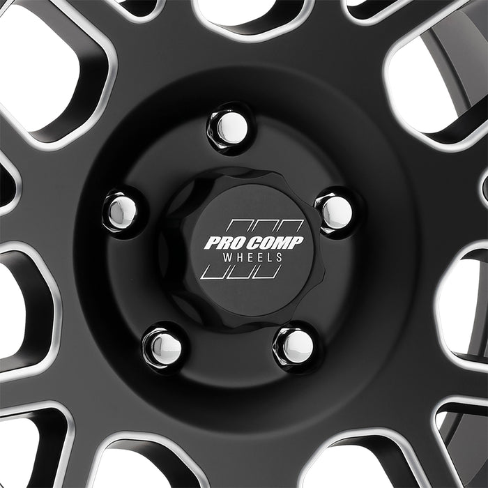 Pro Comp Alloy Wheels 5140-7973 Series 40 Vertigo 17x9 with 5 on 5 Bolt Pattern 4.75 Backspace Satin Black and Milled Finish Pro Comp Alloy Wheels - Truck Part Superstore
