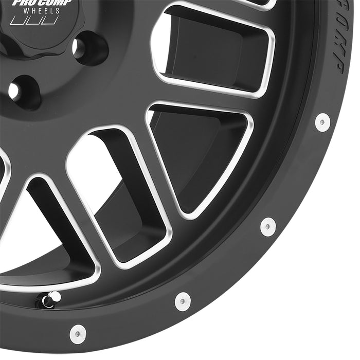 Pro Comp Alloy Wheels 5140-898350 Series 40 Vertigo 18x9 with 6 on 5.5 Bolt Pattern 5 Backspace Satin Black and Milled Finish Pro Comp Alloy Wheels - Truck Part Superstore