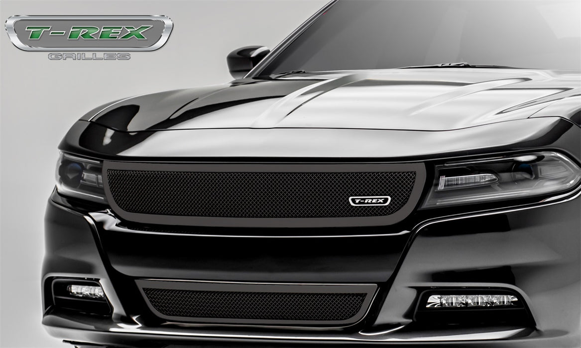 T-Rex Grilles 51480 Upper Class Series Mesh Grille; Small Mesh; Mild Steel; Black; 1 Pc; Overlay; - Truck Part Superstore