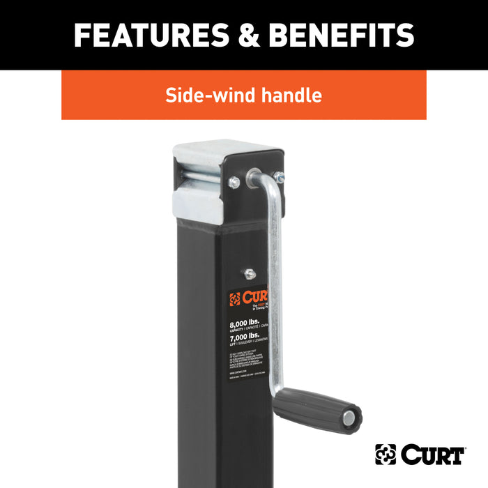 CURT 28575 Direct-Weld Square Jack with Side Handle (8;000 lbs; 15in. Travel) - Truck Part Superstore