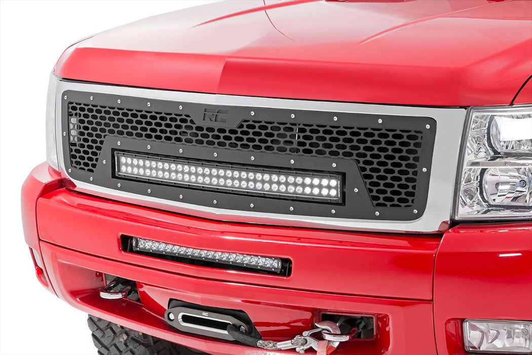 Rough Country 70196DRL Chevrolet Mesh Grille 30 Inch Dual Row Black Series w/Cool White DRL LED 07-13 Silverado 1500 Rough Country - Truck Part Superstore