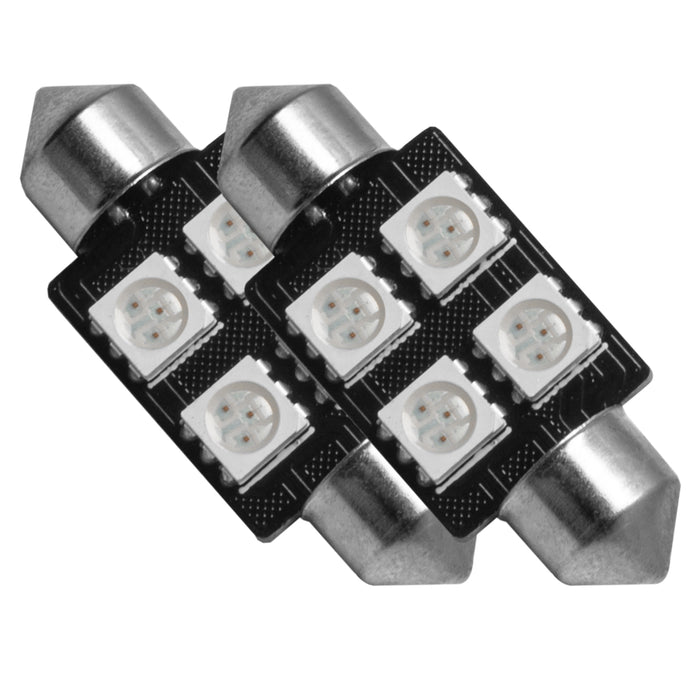 Oracle Lighting 5205-004 37mm 4 LED 3-Chip Festoon Bulbs, Green, Pair - Truck Part Superstore