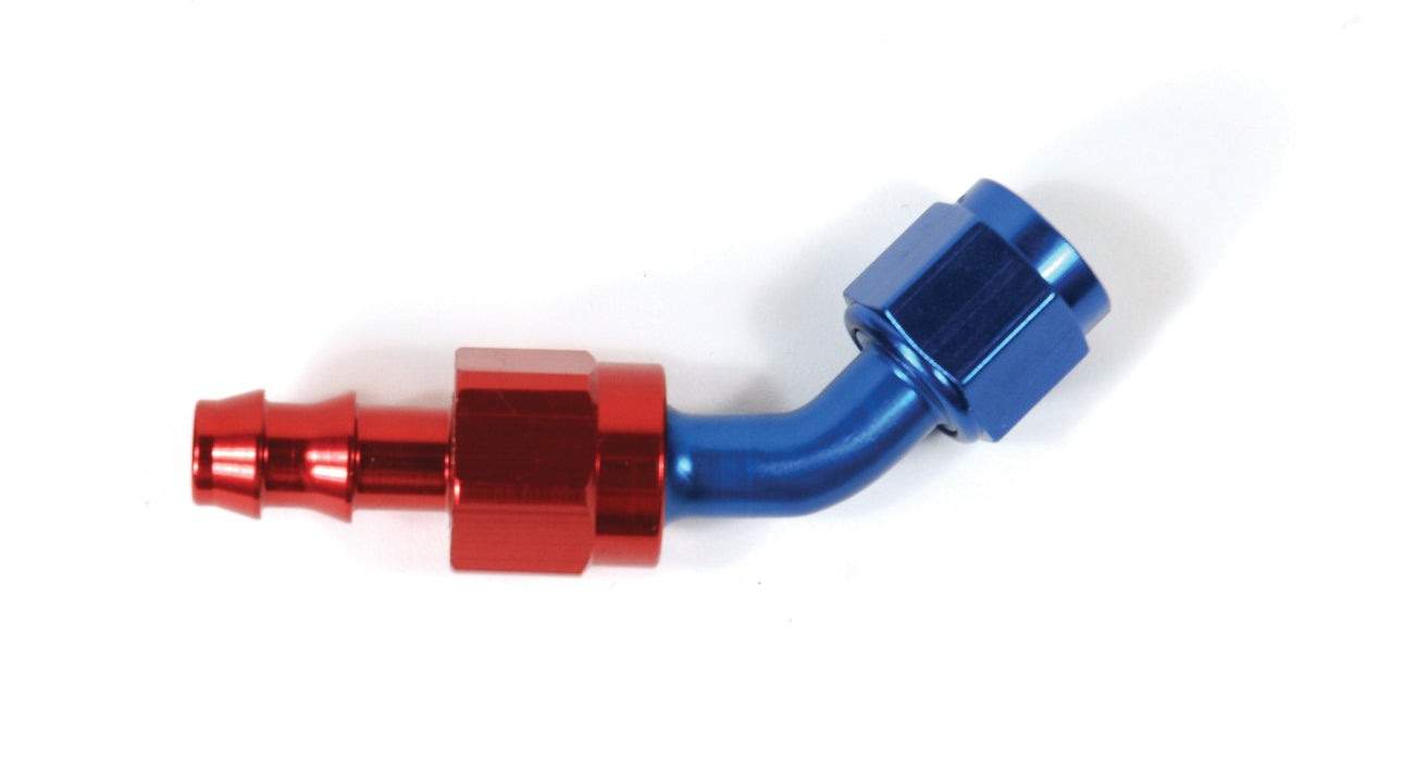 SpeedFx 520645 Full Swivel; Push On; -6AN; 45 Degree; Anodized; Red/Blue; Aluminum; Single - Truck Part Superstore