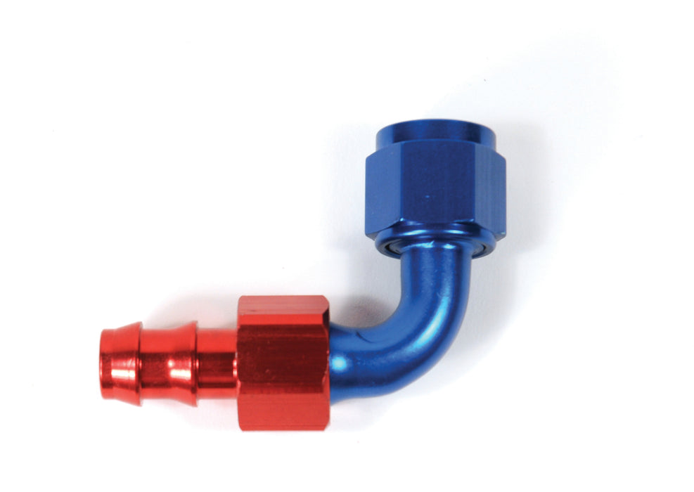 SpeedFx 520890 Full Swivel; Push On; -8AN; 90 Degree; Anodized; Red/Blue; Aluminum; Single - Truck Part Superstore