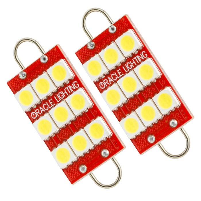 Oracle Lighting 5209-001 44mm 6 LED 3 Chip, Loop Festoon Bulbs, White, Pair - Truck Part Superstore