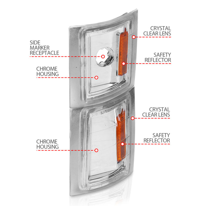 Anzo USA 521041 Cornering Light Assembly; Euro; Clear Lens; Amber Reflector; Pair; - Truck Part Superstore
