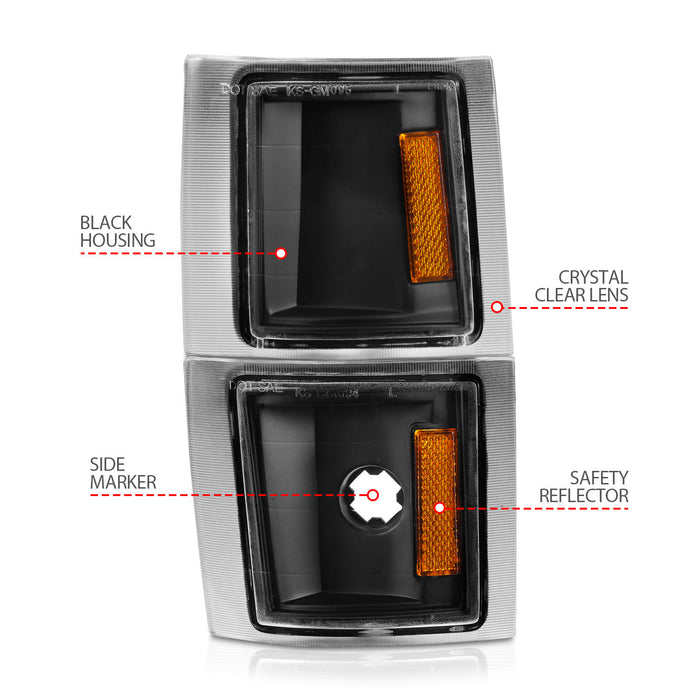 Anzo USA 521042 Cornering Light Assembly; Euro; Clear Lens; Black Housing; w/Amber Reflector; - Truck Part Superstore
