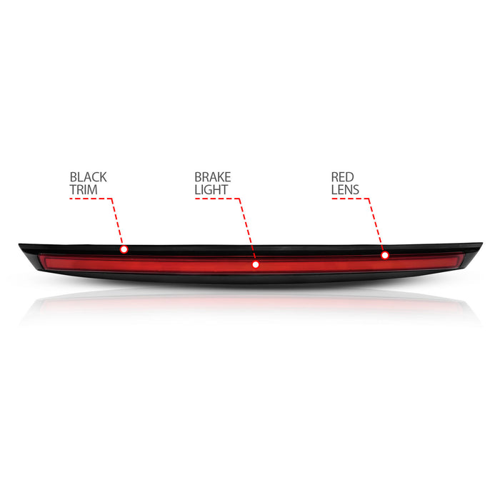 Anzo USA 531110 Third Brake Light Assembly; LED; Red Lens; Black Housing; w/Spoiler; - Truck Part Superstore