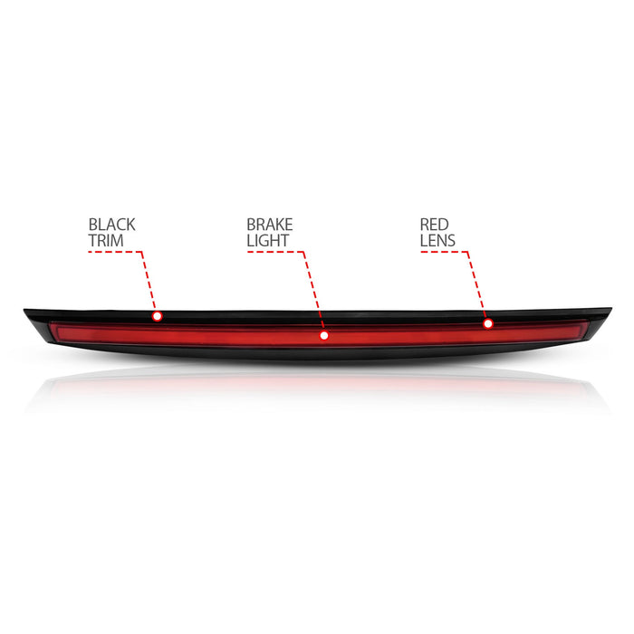 Anzo USA 531110 Third Brake Light Assembly; LED; Red Lens; Black Housing; w/Spoiler; - Truck Part Superstore