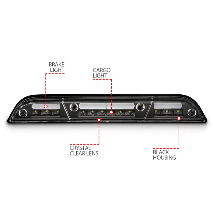 Anzo USA 531111 Third Brake Light Assembly; LED; Clear Lens; Black Housing; - Truck Part Superstore