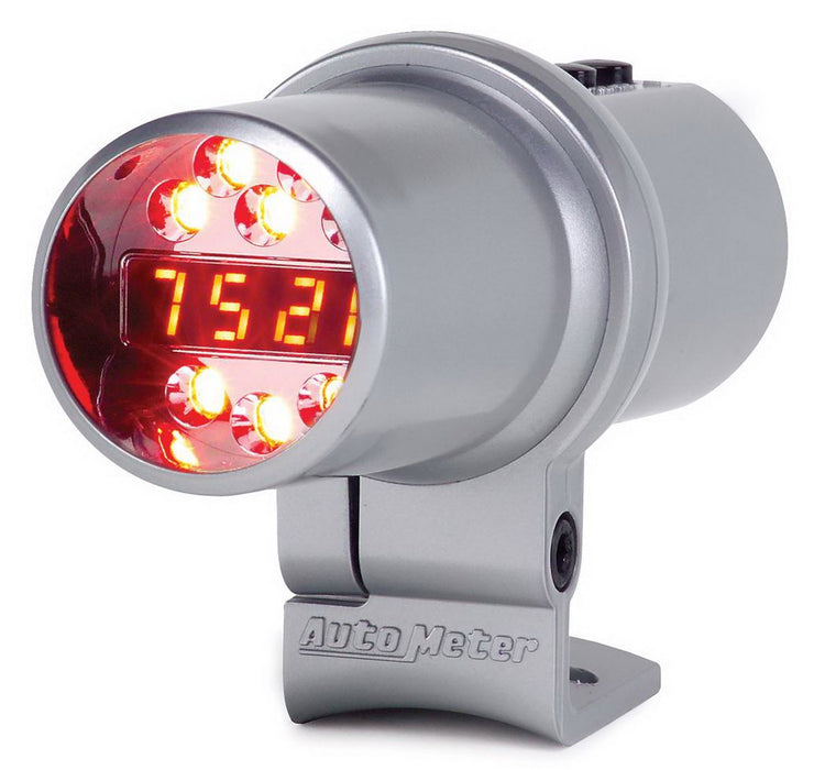 AutoMeter 5351 SHIFT LIGHT; DIGL W/MULTI-COLOR LED; SLVR; PEDESTAL W/RPM PLAYBK; DPSS LEVEL 3 - Truck Part Superstore