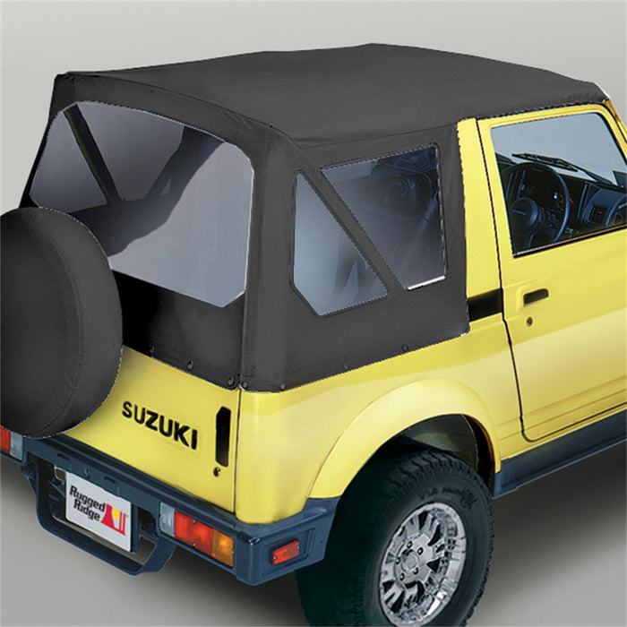 Rugged Ridge 53701.15 Fabric Replacement Top; Rear And Side Glass Do Not Zip Out; Black Denim; - Truck Part Superstore