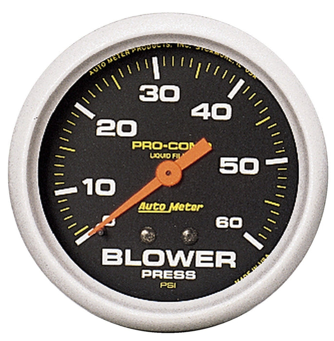 AutoMeter 5403 GAUGE; BLOWER PRESS; 2 5/8in.; 60PSI; LIQUID FILLED MECH W/PEAK MEM; PRO-COMP - Truck Part Superstore