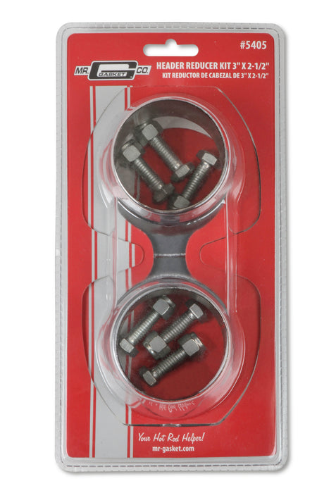 Mr Gasket 5405 Header Reducer Kit; 3 in. Inlet; 2.5 in. Outlet; Steel Zinc Plated; - Truck Part Superstore