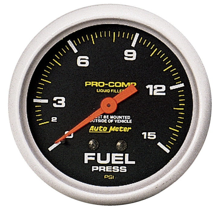 AutoMeter 5411 GAUGE; FUEL PRESS; 2 5/8in.; 15PSI; LIQUID FILLED MECH; PRO-COMP - Truck Part Superstore