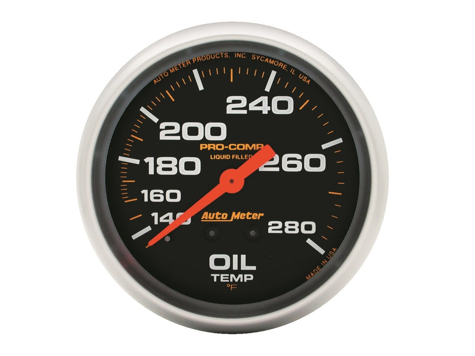 AutoMeter 5443 GAUGE; OIL TEMP; 2 5/8in.; 140-280deg.F; LIQUID FILLED MECH; 12FT.; PRO-COMP - Truck Part Superstore