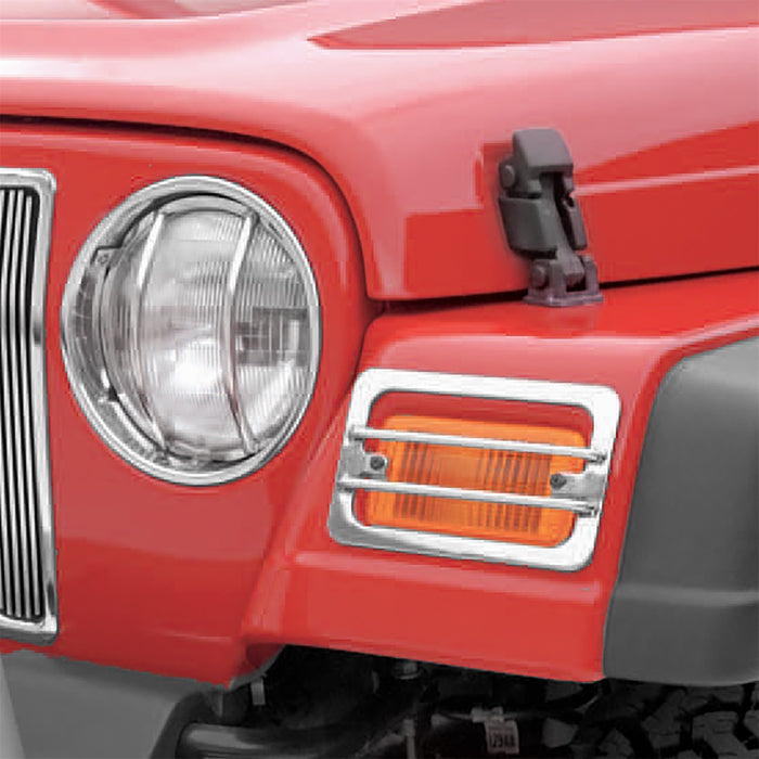 Smittybilt 5470 Euro Head Light Guards 97-06 Wrangler TJ Stainless Steel 4 Piece Smittybilt - Truck Part Superstore