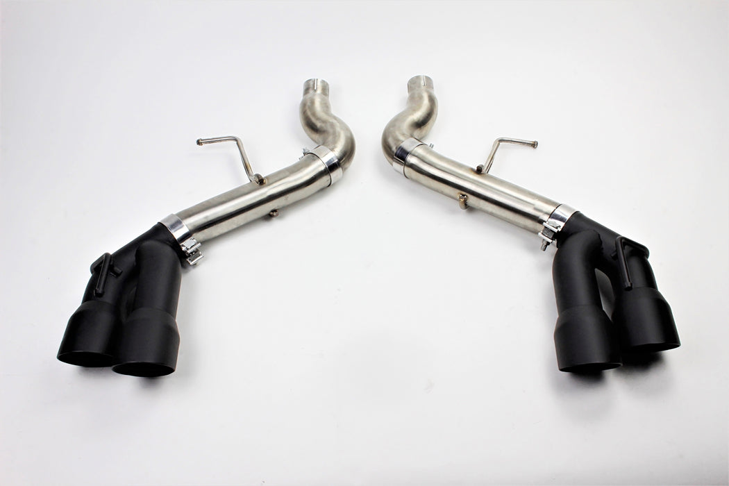 Mishimoto MMEXH-CAM8-16AQTRBK Quad Tip Race Axleback Exhaust, fits Chevrolet Camaro SS 2016+ - Truck Part Superstore