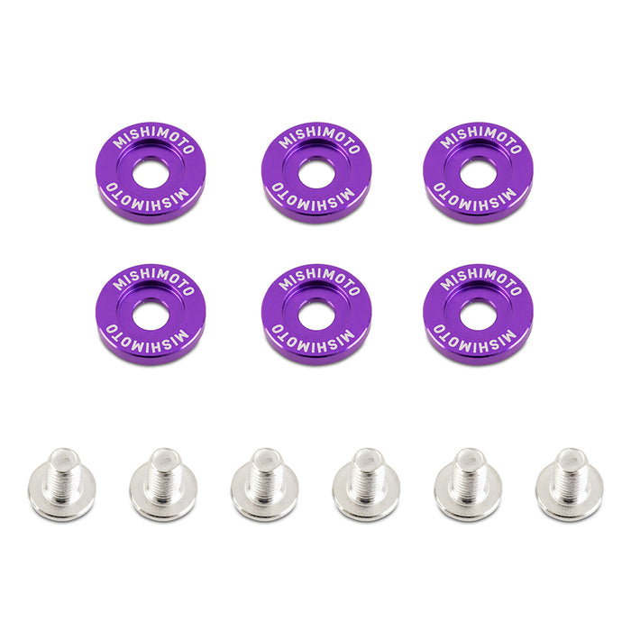 Mishimoto MMFW-SM-6PR Mishimoto M6 X 1.0 Fender Washer and Bolt Kit, 16.7mm OD, 6 pcs, Purple - Truck Part Superstore
