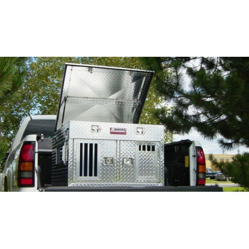 Owens Products 55005 Dog Box Hunter Series Double Compartment with Top Storage / 38 W x 45 D x 26 H / Standard Vents / Diamond Tread Aluminum / Owens Products - Truck Part Superstore