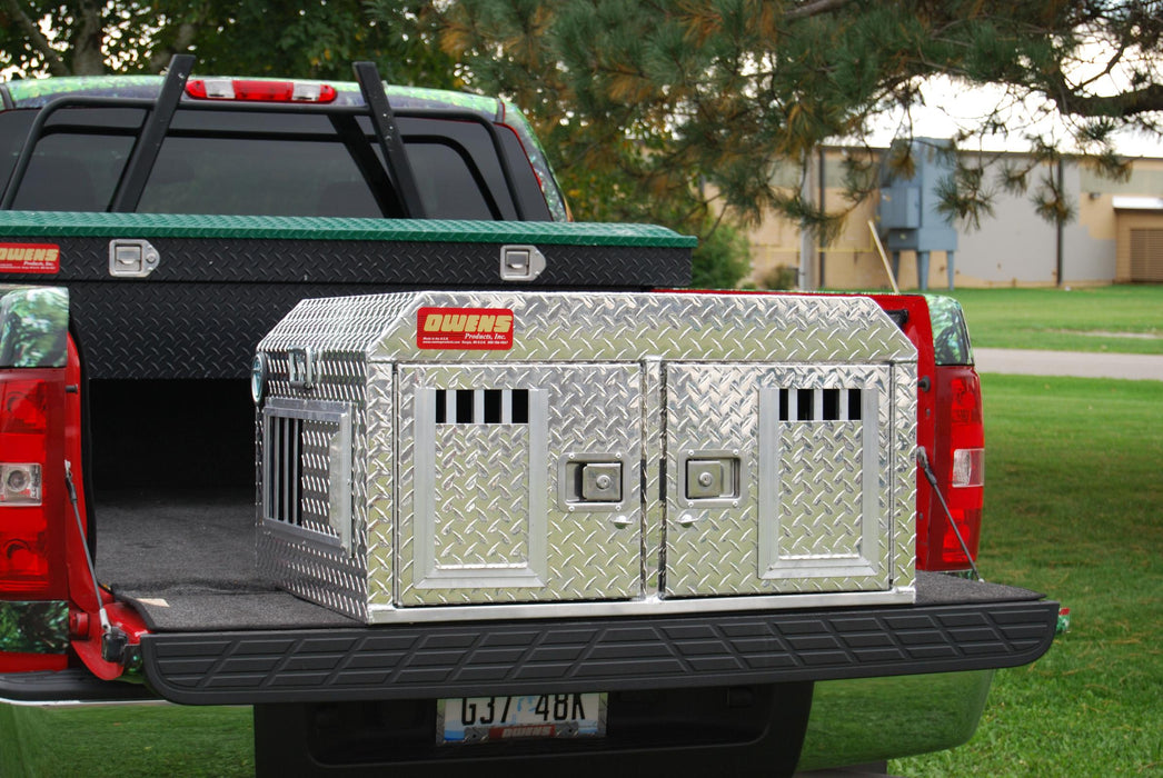 Owens Products 55017 Dog Box Hunter Series Double Compartment / ATV UTV SUV / 36 W x 30 D x 19.75 H / Standard Vents / Diamond Tread Aluminum / Owens Products - Truck Part Superstore