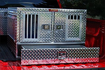 Owens Products 55022W Dog Box Pro Hunter Series Double Compartment with Bottom Drawer / 46 W x 45 D x 26 H / All Seasons Vents / Diamond Tread Aluminum / Owens Products - Truck Part Superstore
