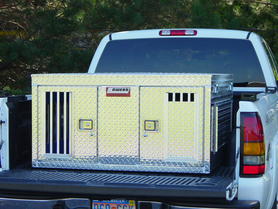 Owens Products 55038 Dog Box Hunter Series Double Compartment / Tall / 48 W x 45 D x 25 H / All Seasons Vents / Diamond Tread Aluminum / Owens Products - Truck Part Superstore
